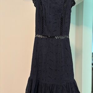 Selfie Leslie Navy Blue Eyelet dress with cap sleeve